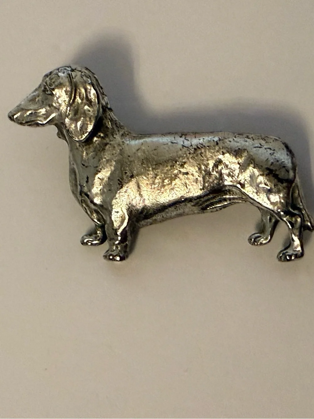 Silver Dachshund Dog Pin handcrafted by Christina and George Bauer NH brooch NEW